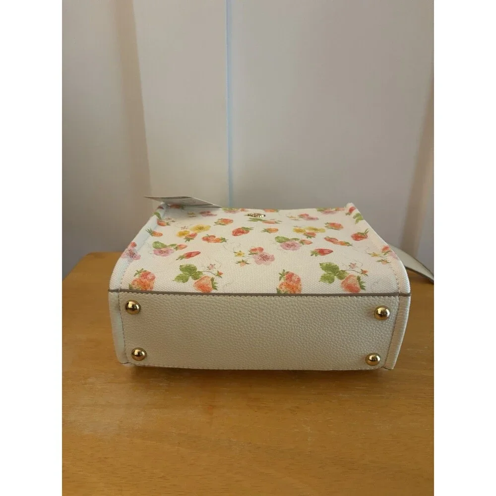 NWT Nanette Lepore Strawberry Convertible Satchel Floral Print AirTag Charm